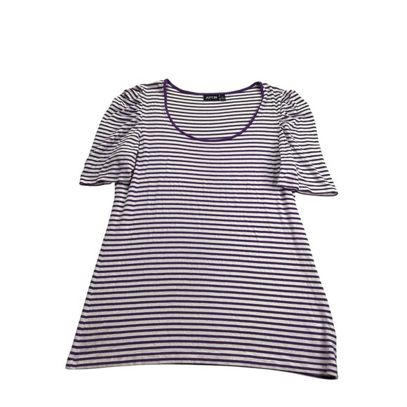 Apt 9 Womens Top Size L Striped Purple White Scoop Neck - Picture 1 of 4